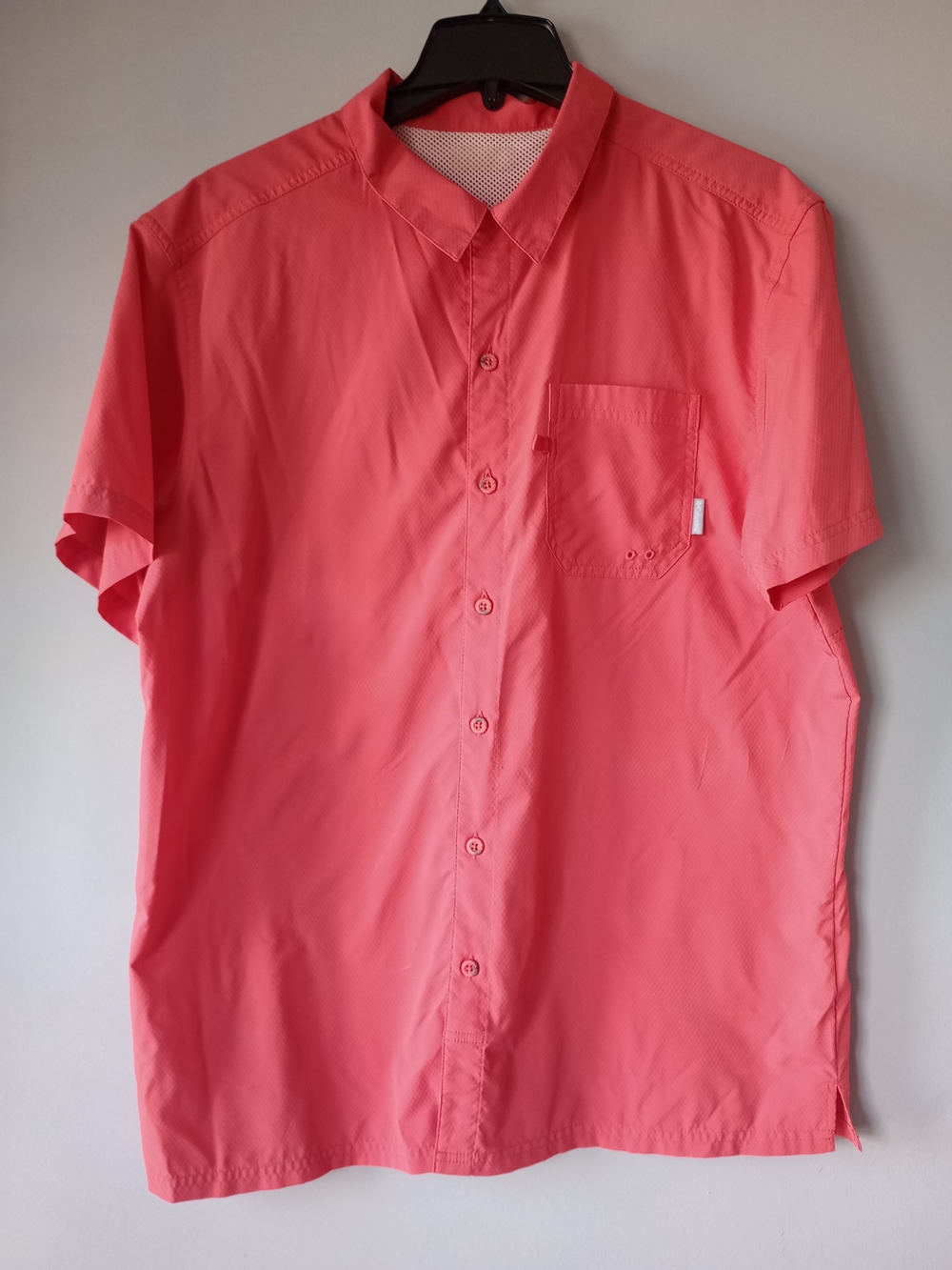 Columbia PFG Sportswear Short Sleeve Button Lg Fishing Shirt Coral Gorpcore Dad